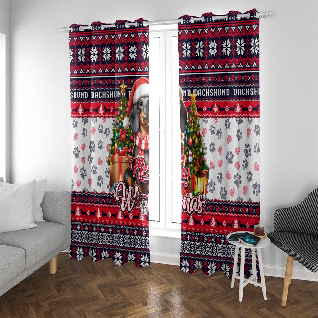 Dachshund Merry Woofmas Window Curtain Christmas Dog Art Style - Wonder Print Shop