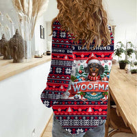 Dachshund Merry Woofmas Women Casual Shirt Christmas Dog Art Style - Wonder Print Shop