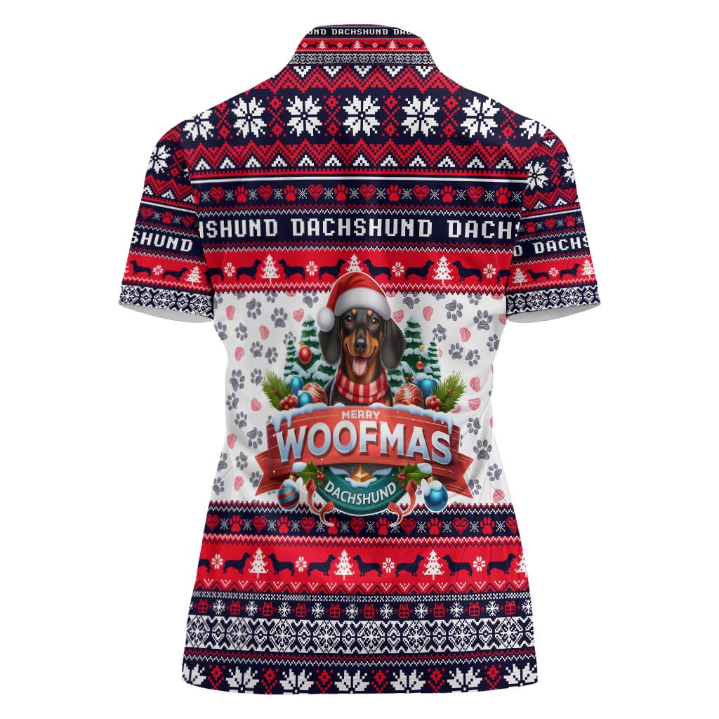 Dachshund Merry Woofmas Women Polo Shirt Christmas Dog Art Style - Wonder Print Shop
