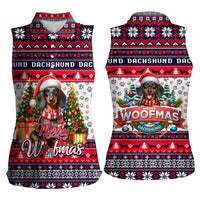 Dachshund Merry Woofmas Women Sleeveless Polo Shirt Christmas Dog Art Style - Wonder Print Shop