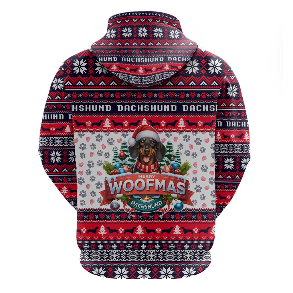 Dachshund Merry Woofmas Zip Hoodie Christmas Dog Art Style - Wonder Print Shop