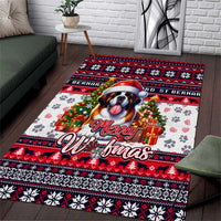 Saint Bernard Merry Woofmas Area Rug Christmas Dog Art Style - Wonder Print Shop