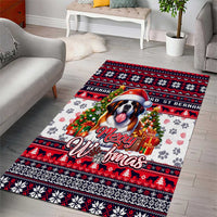 Saint Bernard Merry Woofmas Area Rug Christmas Dog Art Style - Wonder Print Shop
