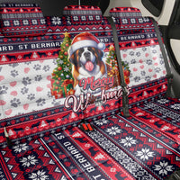 Saint Bernard Merry Woofmas Back Car Seat Cover Christmas Dog Art Style - Wonder Print Shop