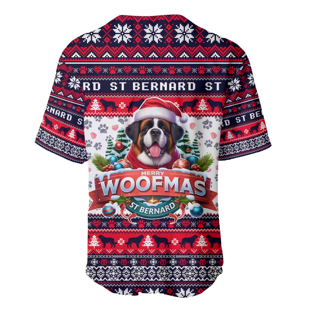 Saint Bernard Merry Woofmas Baseball Jersey Christmas Dog Art Style - Wonder Print Shop