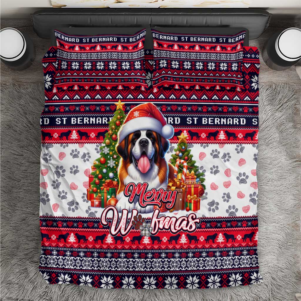 Saint Bernard Merry Woofmas Bedding Set Christmas Dog Art Style - Wonder Print Shop