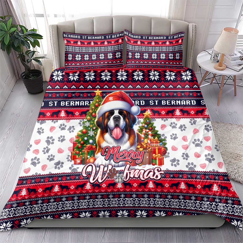 Saint Bernard Merry Woofmas Bedding Set Christmas Dog Art Style - Wonder Print Shop