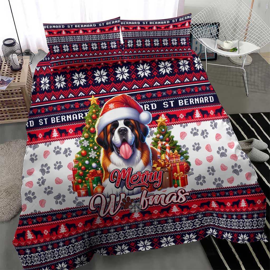 Saint Bernard Merry Woofmas Bedding Set Christmas Dog Art Style - Wonder Print Shop