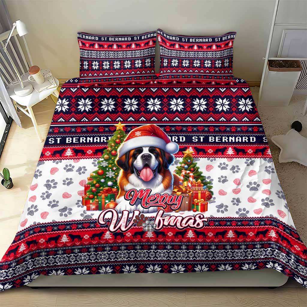 Saint Bernard Merry Woofmas Bedding Set Christmas Dog Art Style - Wonder Print Shop