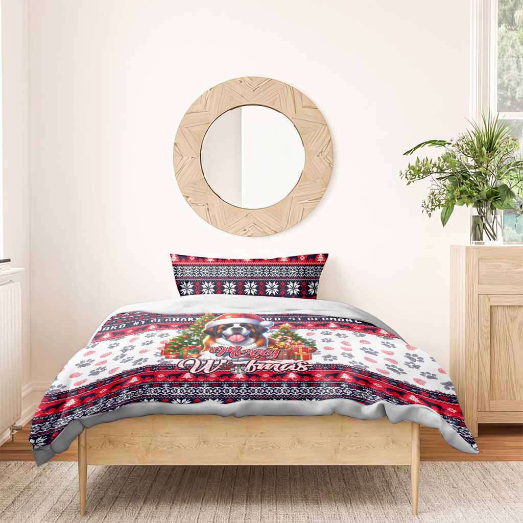 Saint Bernard Merry Woofmas Bedding Set Christmas Dog Art Style - Wonder Print Shop