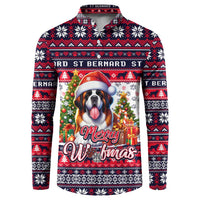 Saint Bernard Merry Woofmas Button Sweatshirt Christmas Dog Art Style - Wonder Print Shop