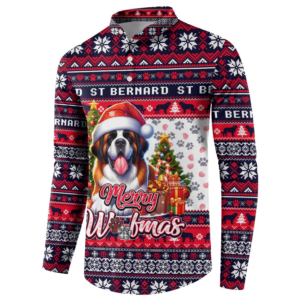 Saint Bernard Merry Woofmas Button Sweatshirt Christmas Dog Art Style - Wonder Print Shop