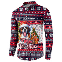 Saint Bernard Merry Woofmas Button Sweatshirt Christmas Dog Art Style - Wonder Print Shop