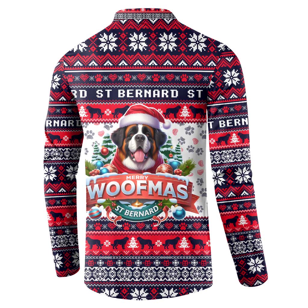 Saint Bernard Merry Woofmas Button Sweatshirt Christmas Dog Art Style - Wonder Print Shop