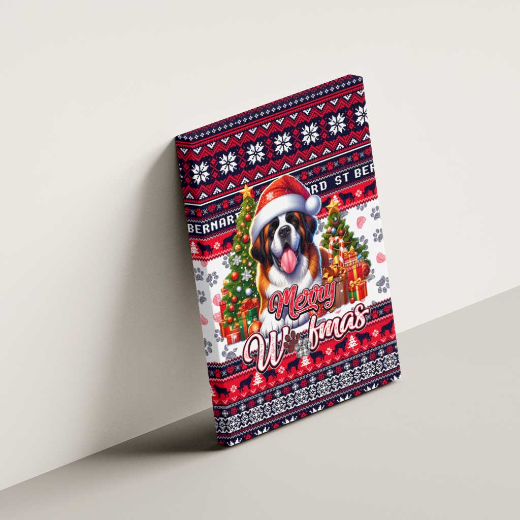 Saint Bernard Merry Woofmas Canvas Wall Art Christmas Dog Art Style - Wonder Print Shop
