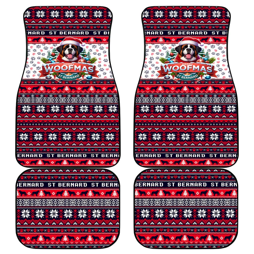 Saint Bernard Merry Woofmas Car Mats Christmas Dog Art Style - Wonder Print Shop