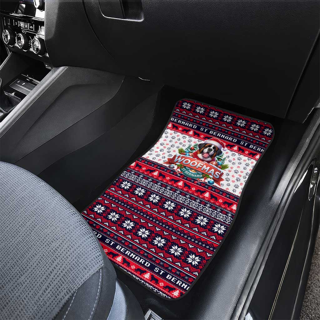 Saint Bernard Merry Woofmas Car Mats Christmas Dog Art Style - Wonder Print Shop