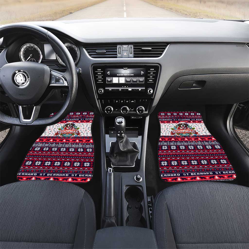 Saint Bernard Merry Woofmas Car Mats Christmas Dog Art Style - Wonder Print Shop