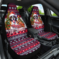 Saint Bernard Merry Woofmas Car Seat Cover Christmas Dog Art Style - Wonder Print Shop