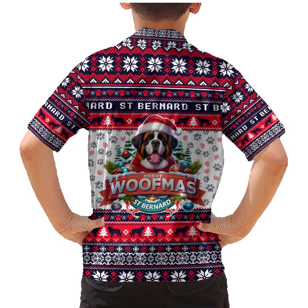 Saint Bernard Merry Woofmas Family Matching Mermaid Dress and Hawaiian Shirt Christmas Dog Art Style - Wonder Print Shop