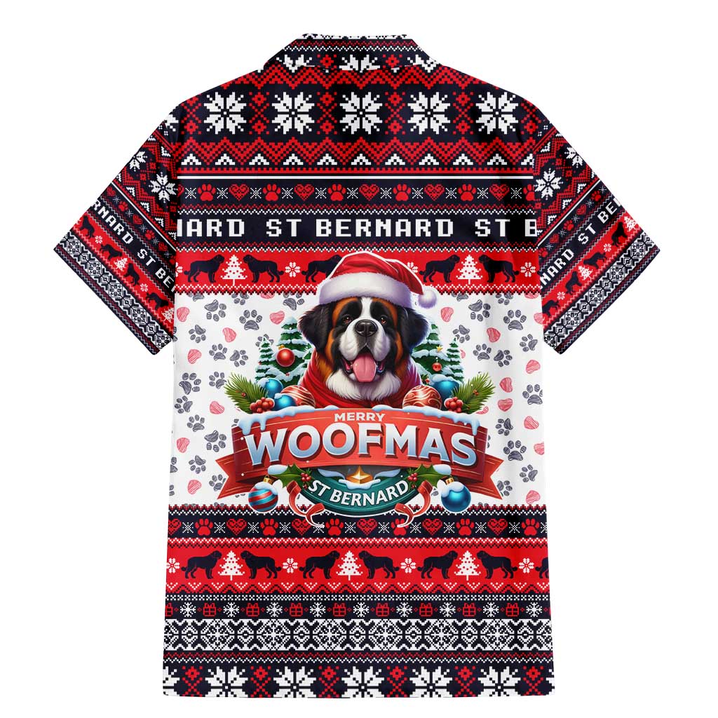 Saint Bernard Merry Woofmas Family Matching Mermaid Dress and Hawaiian Shirt Christmas Dog Art Style - Wonder Print Shop