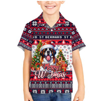 Saint Bernard Merry Woofmas Family Matching Mermaid Dress and Hawaiian Shirt Christmas Dog Art Style - Wonder Print Shop