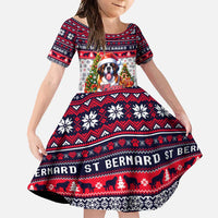 Saint Bernard Merry Woofmas Family Matching Short Sleeve Bodycon Dress and Hawaiian Shirt Christmas Dog Art Style - Wonder Print Shop