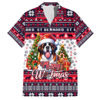 Saint Bernard Merry Woofmas Family Matching Short Sleeve Bodycon Dress and Hawaiian Shirt Christmas Dog Art Style - Wonder Print Shop