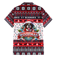 Saint Bernard Merry Woofmas Family Matching Short Sleeve Bodycon Dress and Hawaiian Shirt Christmas Dog Art Style - Wonder Print Shop