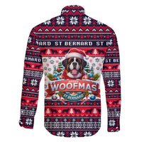 Saint Bernard Merry Woofmas Family Matching Short Sleeve Bodycon Dress and Hawaiian Shirt Christmas Dog Art Style - Wonder Print Shop