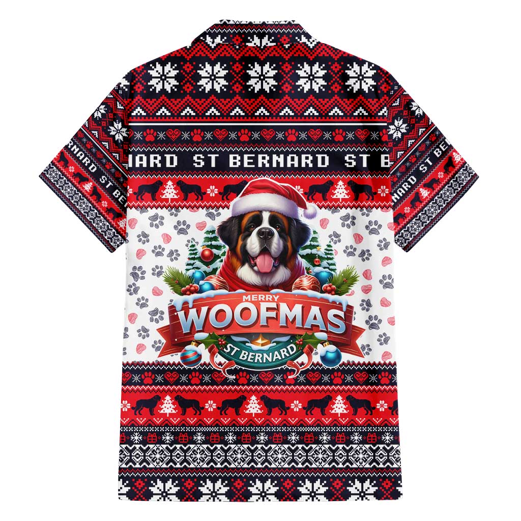 Saint Bernard Merry Woofmas Family Matching Tank Maxi Dress and Hawaiian Shirt Christmas Dog Art Style - Wonder Print Shop