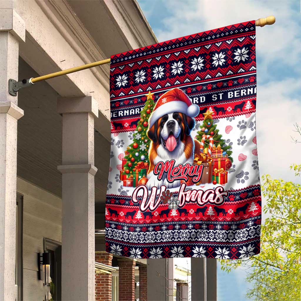 Saint Bernard Merry Woofmas Garden Flag Christmas Dog Art Style - Wonder Print Shop