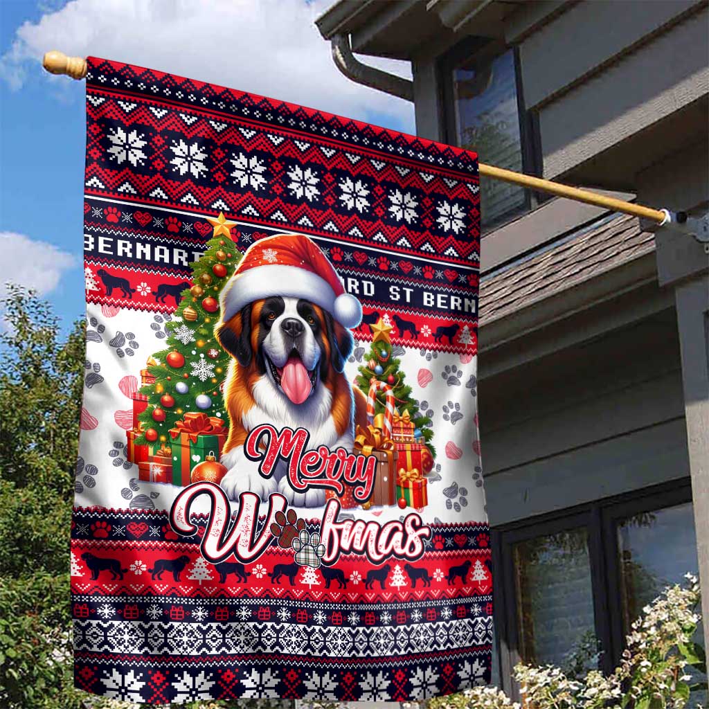Saint Bernard Merry Woofmas Garden Flag Christmas Dog Art Style - Wonder Print Shop