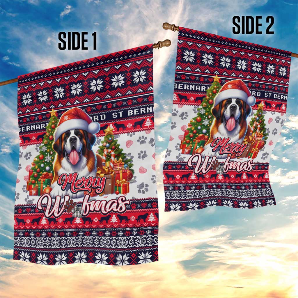 Saint Bernard Merry Woofmas Garden Flag Christmas Dog Art Style - Wonder Print Shop