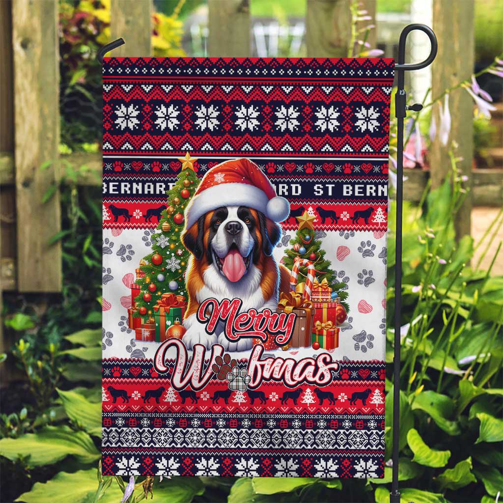 Saint Bernard Merry Woofmas Garden Flag Christmas Dog Art Style - Wonder Print Shop