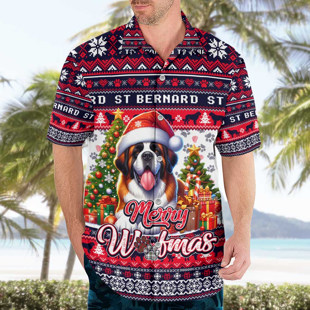 Saint Bernard Merry Woofmas Hawaiian Shirt Christmas Dog Art Style - Wonder Print Shop