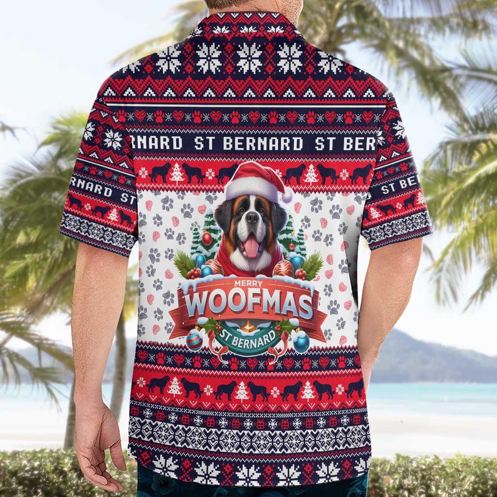 Saint Bernard Merry Woofmas Hawaiian Shirt Christmas Dog Art Style - Wonder Print Shop