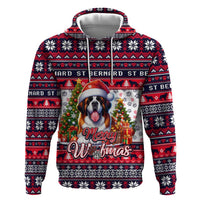 Saint Bernard Merry Woofmas Hoodie Christmas Dog Art Style - Wonder Print Shop