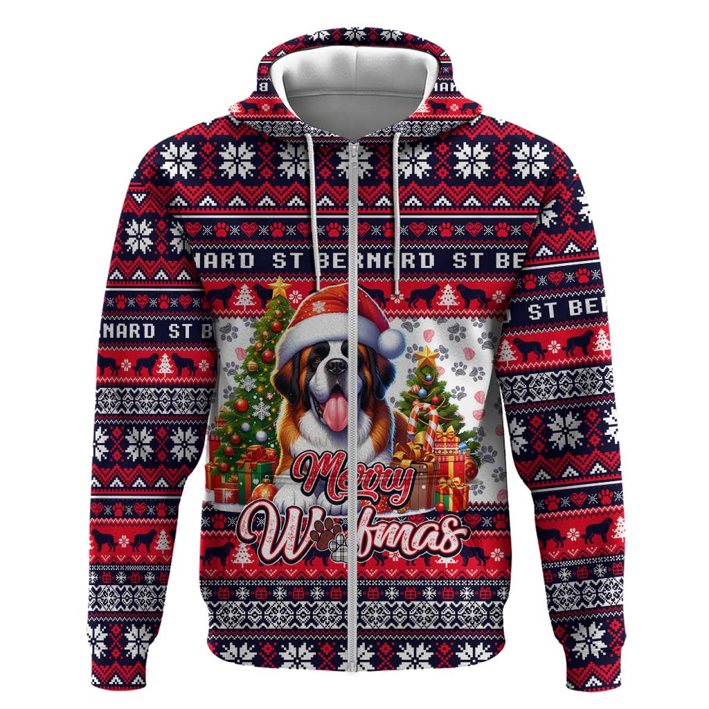 Saint Bernard Merry Woofmas Hoodie Christmas Dog Art Style - Wonder Print Shop
