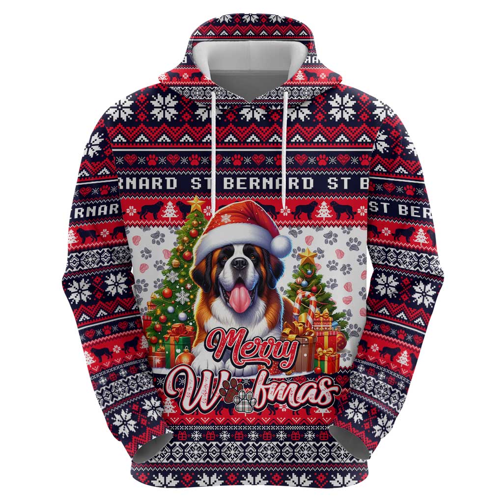 Saint Bernard Merry Woofmas Hoodie Christmas Dog Art Style - Wonder Print Shop