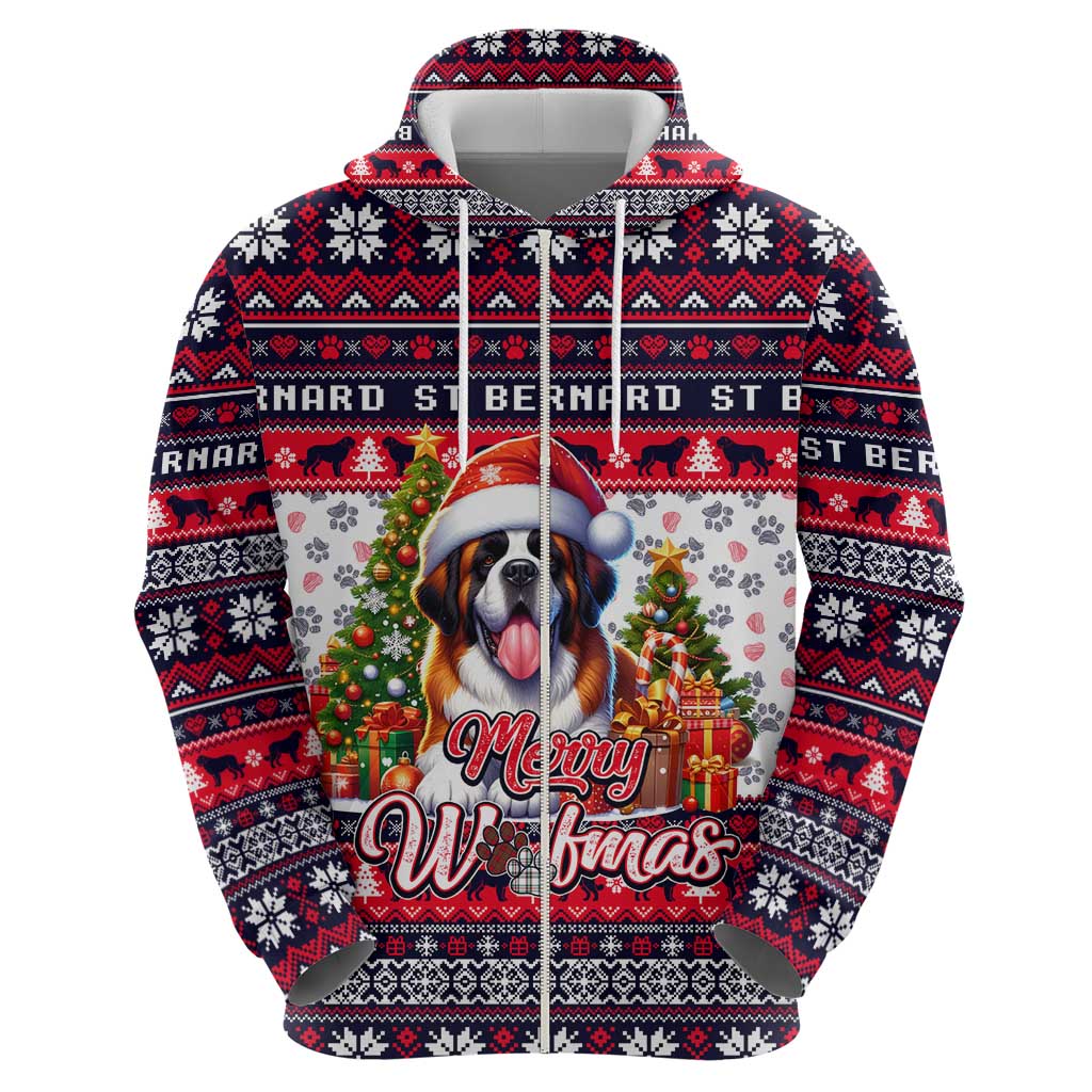 Saint Bernard Merry Woofmas Hoodie Christmas Dog Art Style - Wonder Print Shop