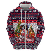 Saint Bernard Merry Woofmas Hoodie Christmas Dog Art Style - Wonder Print Shop