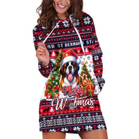 Saint Bernard Merry Woofmas Hoodie Dress Christmas Dog Art Style - Wonder Print Shop