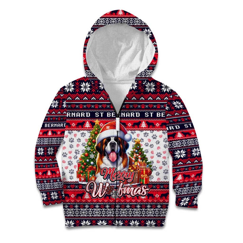 Saint Bernard Merry Woofmas Kid Hoodie Christmas Dog Art Style - Wonder Print Shop