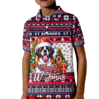 Saint Bernard Merry Woofmas Kid Polo Shirt Christmas Dog Art Style - Wonder Print Shop