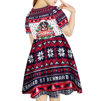 Saint Bernard Merry Woofmas Kid Short Sleeve Dress Christmas Dog Art Style - Wonder Print Shop