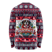 Saint Bernard Merry Woofmas Long Sleeve Shirt Christmas Dog Art Style - Wonder Print Shop