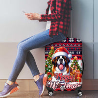Saint Bernard Merry Woofmas Luggage Cover Christmas Dog Art Style - Wonder Print Shop