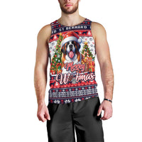 Saint Bernard Merry Woofmas Men Tank Top Christmas Dog Art Style - Wonder Print Shop