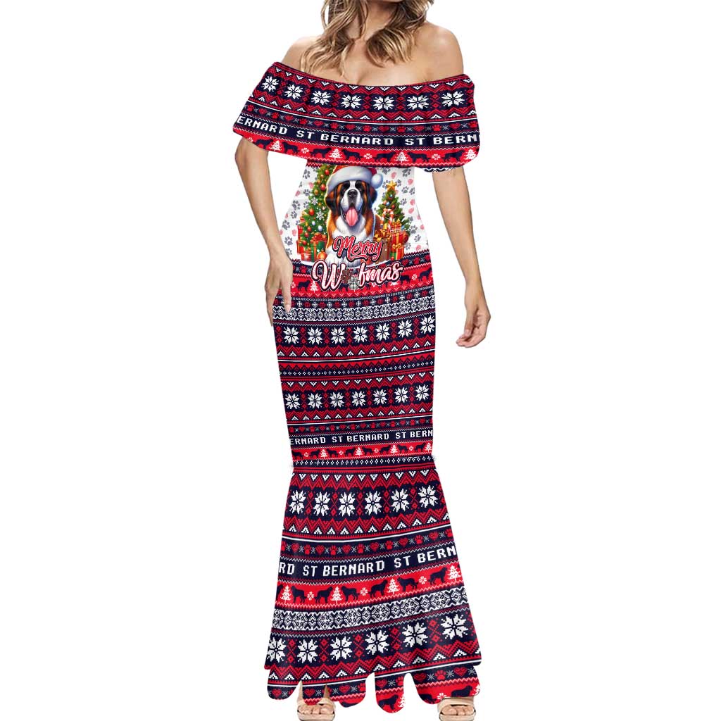 Saint Bernard Merry Woofmas Mermaid Dress Christmas Dog Art Style - Wonder Print Shop